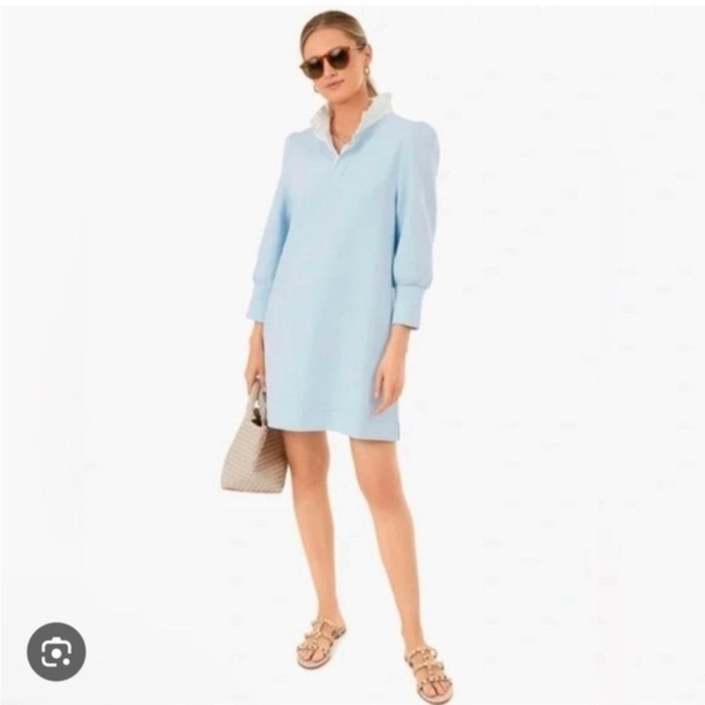 Pomander Place Light Blue and White Collared Dress